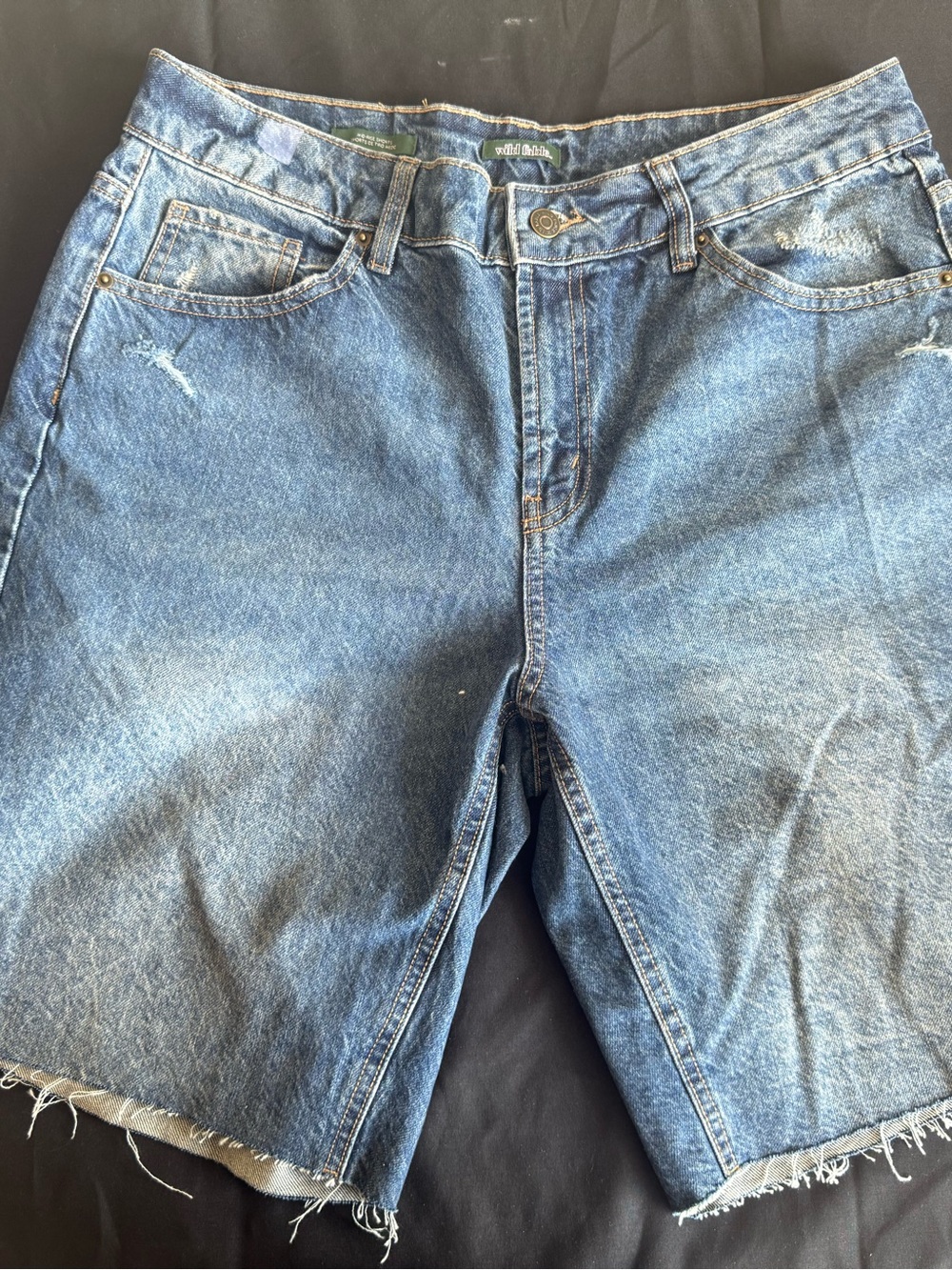 Wild Fable Women's Size 10 Mid Rise Bermuda Denim Shorts Long Cutoff NWOT